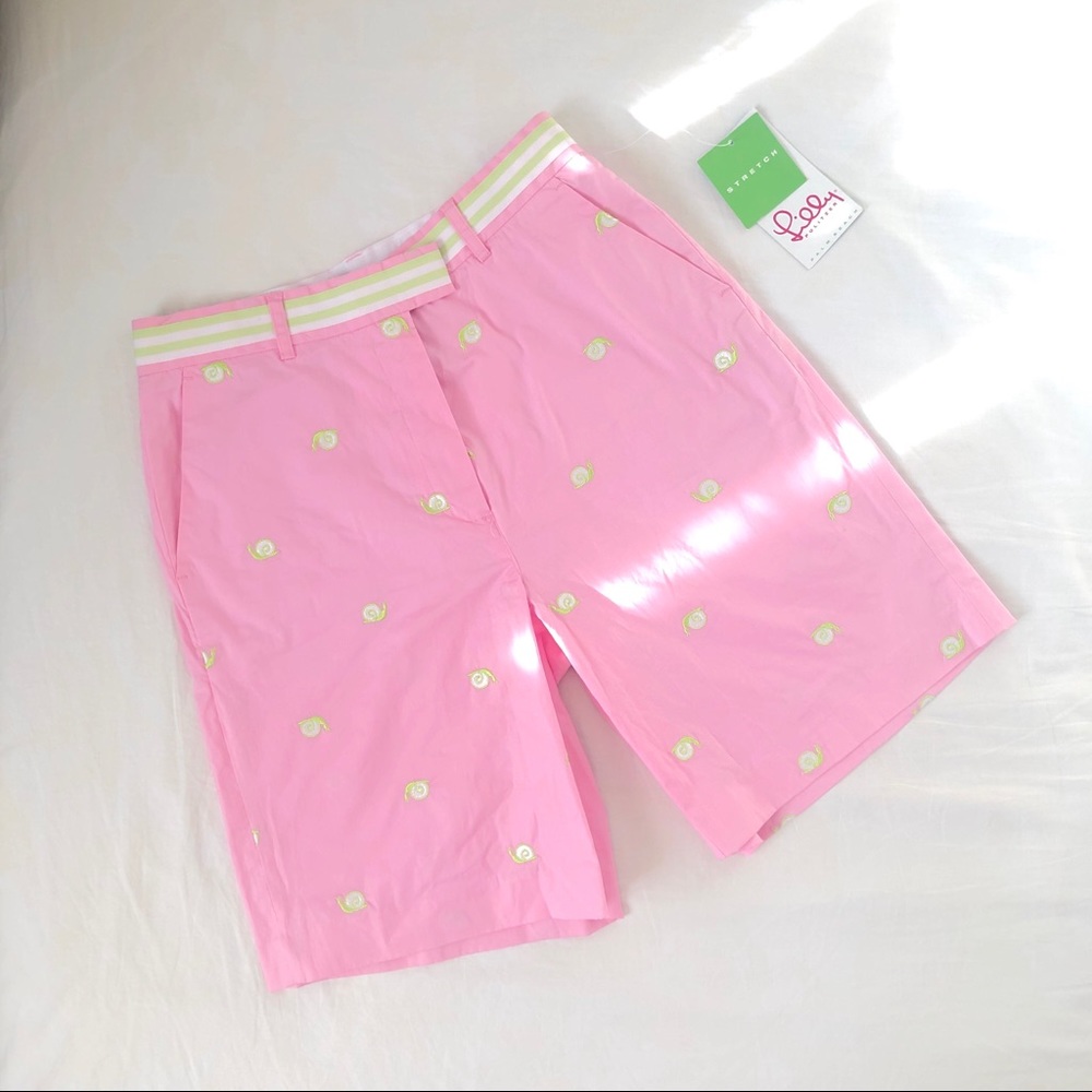 NWOT Lilly Pulitzer Shorts Pink w/ Green Snails